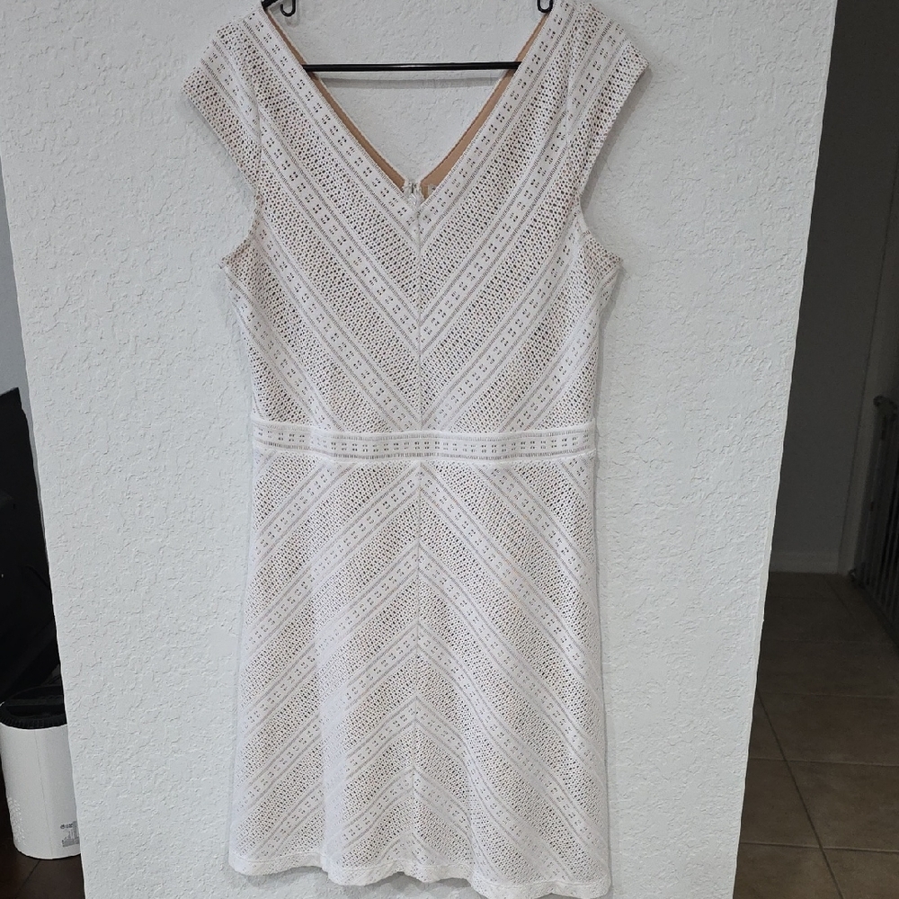 Sleeveless White Crochet Midi Dress